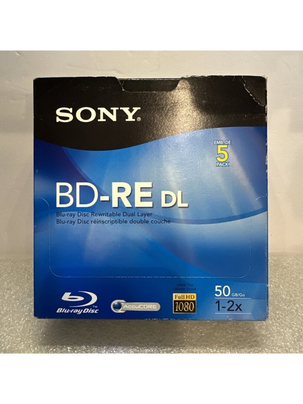 5 PACK SONY BD-RE DL Blu-ray Disc Rewritable Dual-Layer 50GB 1-2x Full HD 1080